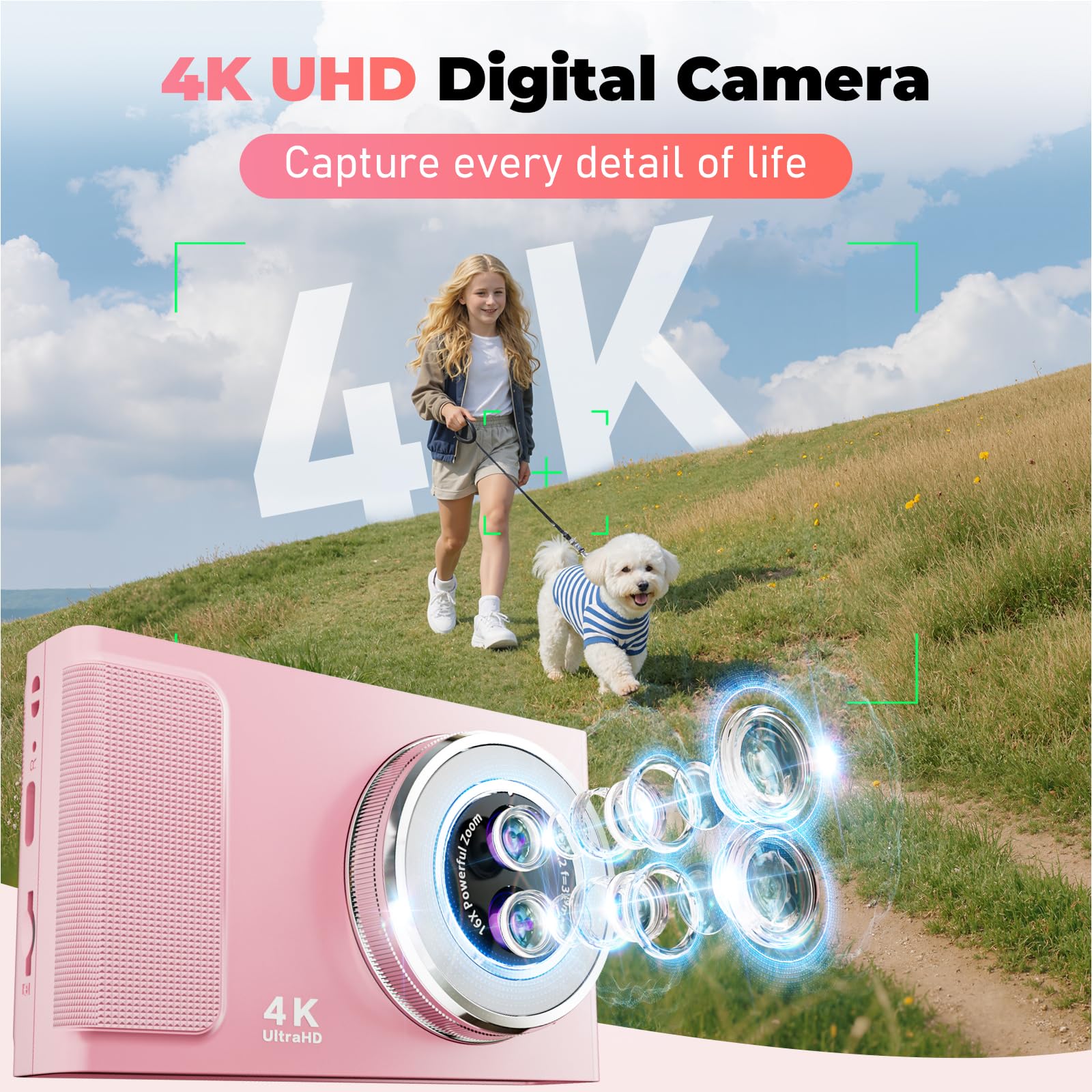 2,8 Inch Digitale Camera, Jdz 4K Hd Ccd 16 X Zoom, 48 Mp Autofocus Camera Ingebouwde 32 G Sd Kaart Voor Jongens En Meisjes Jongeren Beginners Volwassenen Zwart 3138789134
