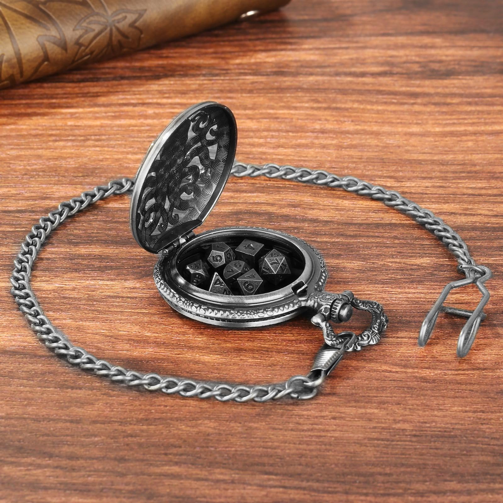 Mini gra w kości DND, DND gra w kości z wydrążonym Steampunk Ośmiornica Kieszonkowy zegarek