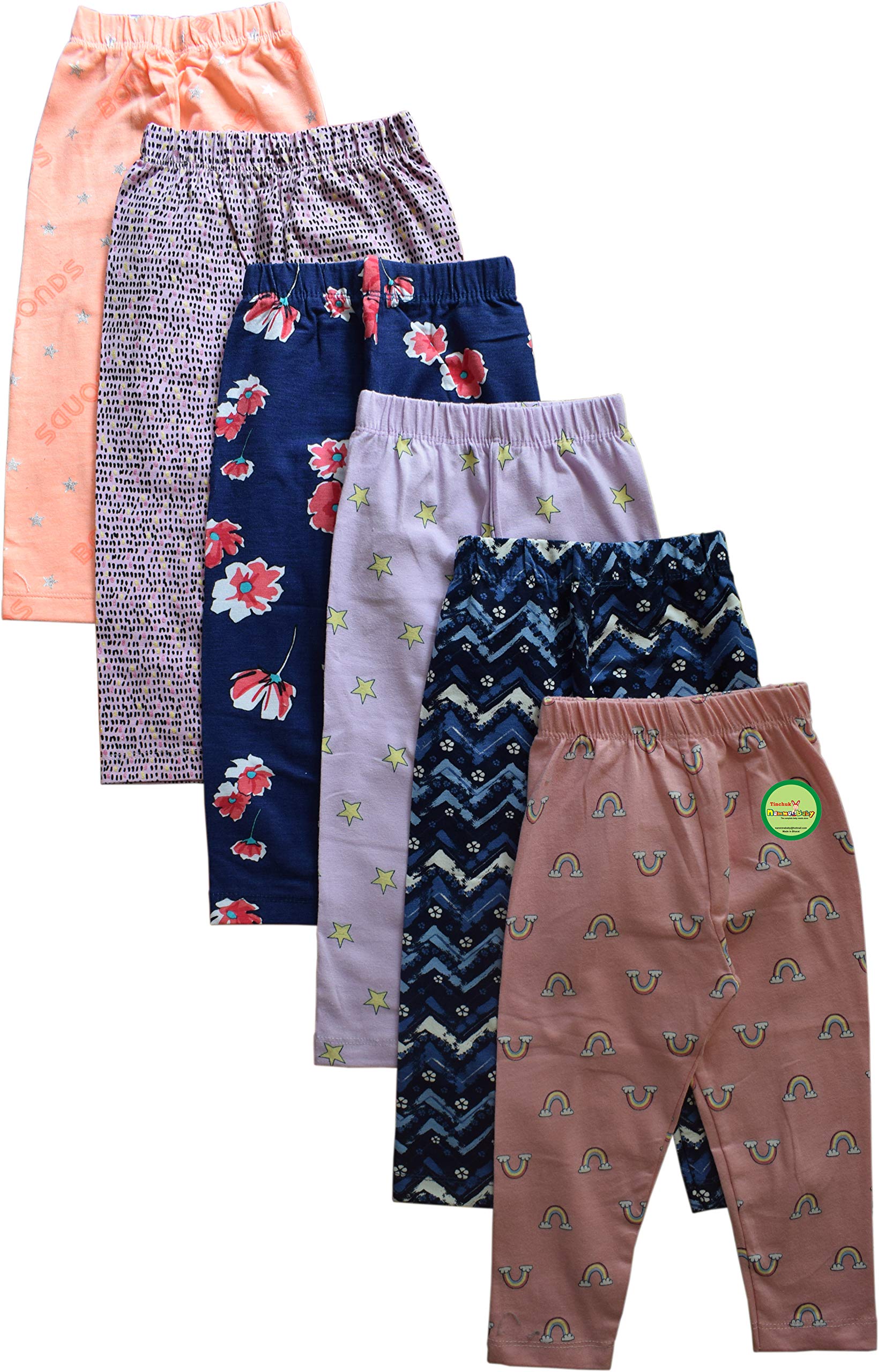Tinchuk Girls Regular Printed Leggings Set of 6 - for Your Little One Multi-Coloured Leggings Pajama 18-24 Month Multicolour 1