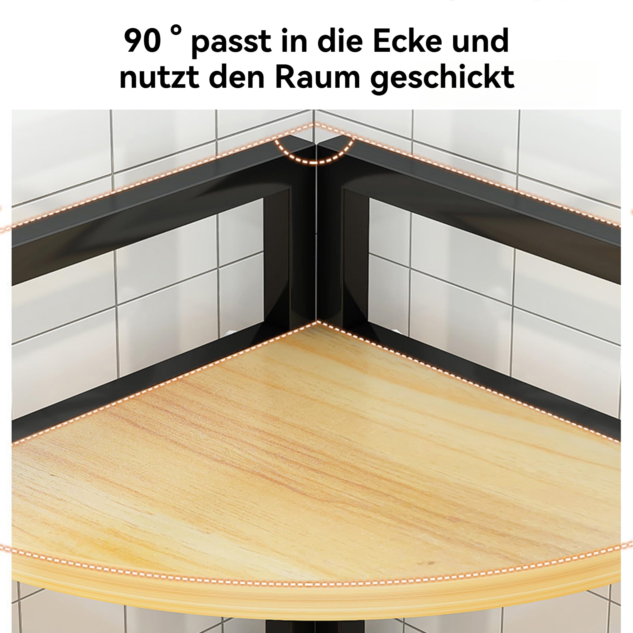 Generisch Eckregal Küche Gewürzregal 2 Ebenen Küchenregal Ecke Küchengewürzen Arbeitsplatte Stehend für Wohnzimmer Büro, 29x29x42cm (R02)