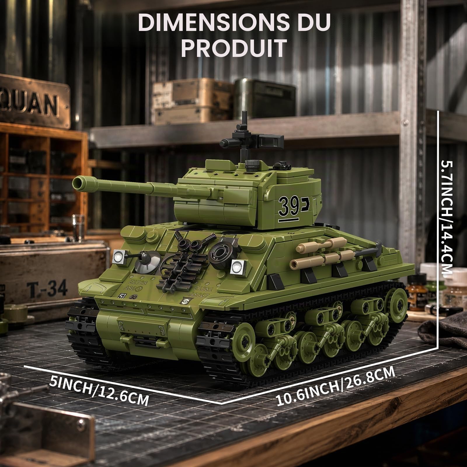 TYCOLE Jeu de Construction de Char Sherman (991 pièces), Maquette Militaire de la Seconde Guerre Mondiale à Collectionner, à Construire et à Exposer, Cadeau pour Adultes, Adolescents et Garçons
