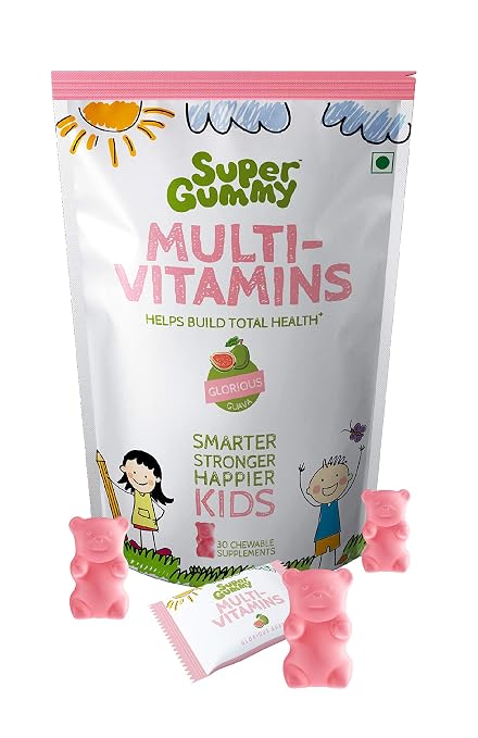 Super Gummy Kids Multivitamin Vegetarian Gummies, 16 Essential Nutrients for Childrens Overall Growth - 30 Chewable Gummy Bears