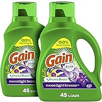 Vista 1 de Gain Detergente líquido para ropa con defensa del olor, aroma Moonlight Breeze, 65 onzas líquidas x 2, 45 x 2 cargas, detergente líquido y jabón