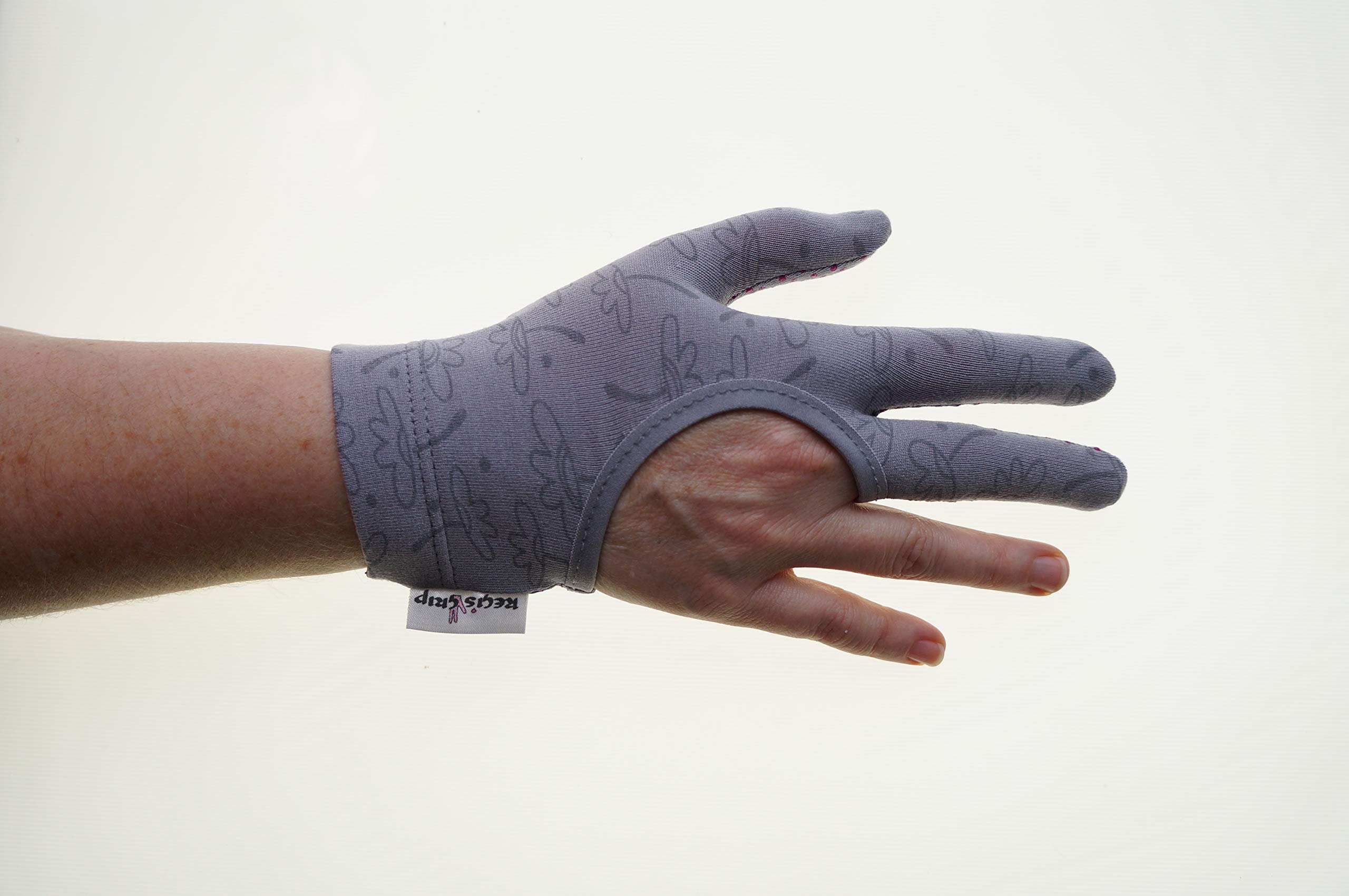 Regi`s Grip Quilting Gloves, Three-Finger Quilting Gloves, Patchwork, Quilting, Machine Quilting, Patchwork, Sewing, Free Sewing, Handmade (M, Floral Grey)