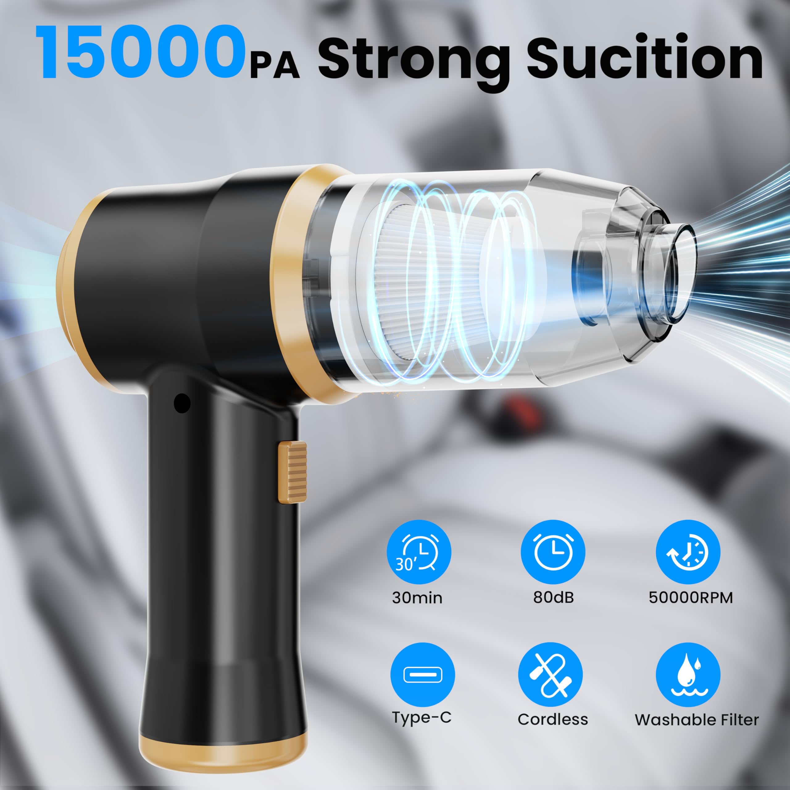 Amazon.co.jp: BELIBUY ミニカー掃除機 15000Pa ポータブルコードレス