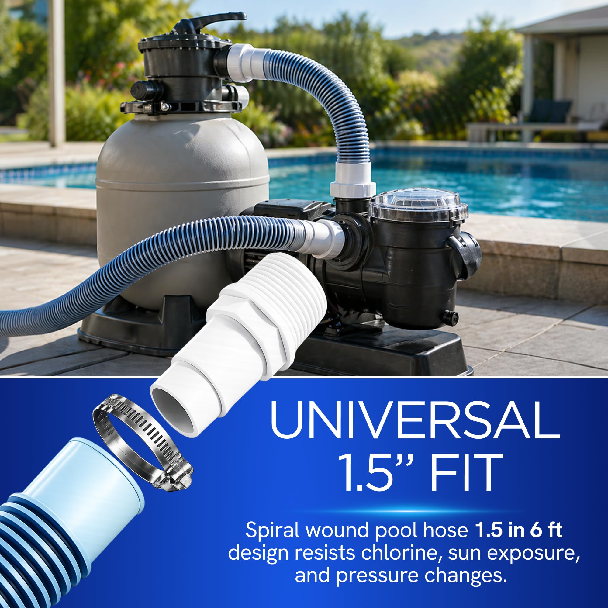 FibroPool - Manguera de Repuesto para Filtro de Piscina Profesional (1 1/2)