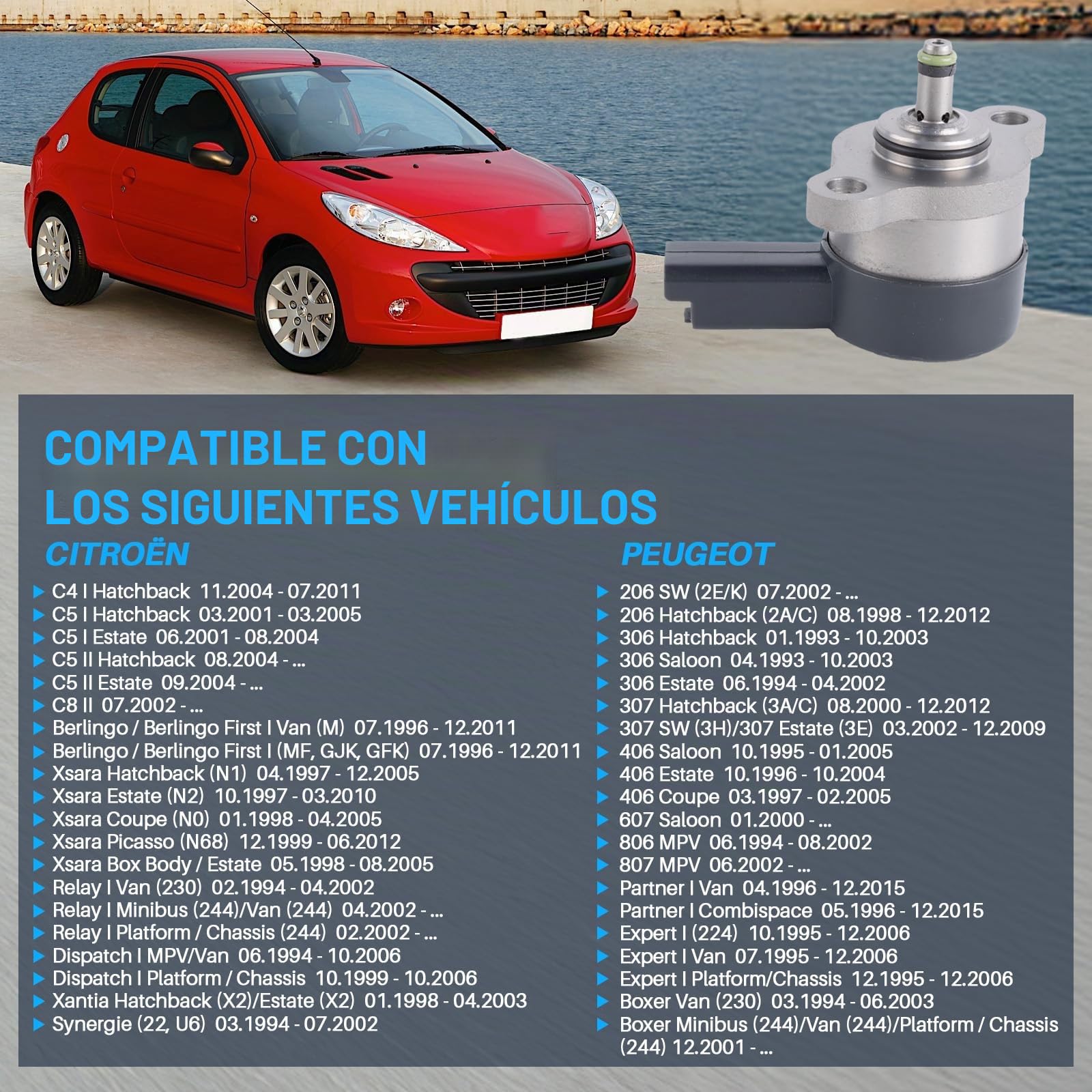 Válvula reguladora de presión Common-Rail System Sensor de presión de combustible Regulador de presión de combustible Reemplazo para C4 C5 C8 Berlingo Dispatch Scudo I Ulysse 206 306 406 806