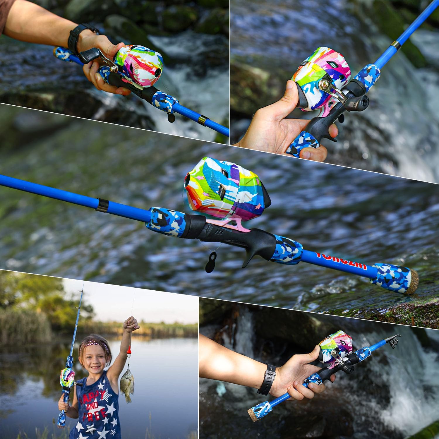 Kids Fishing Rod and Reel Combo,Light Weight Fishing Pole with Spincast Fishing Reel Tackle Bag Lures for Youth,Girls and Boys Good Starter Fishing Kit