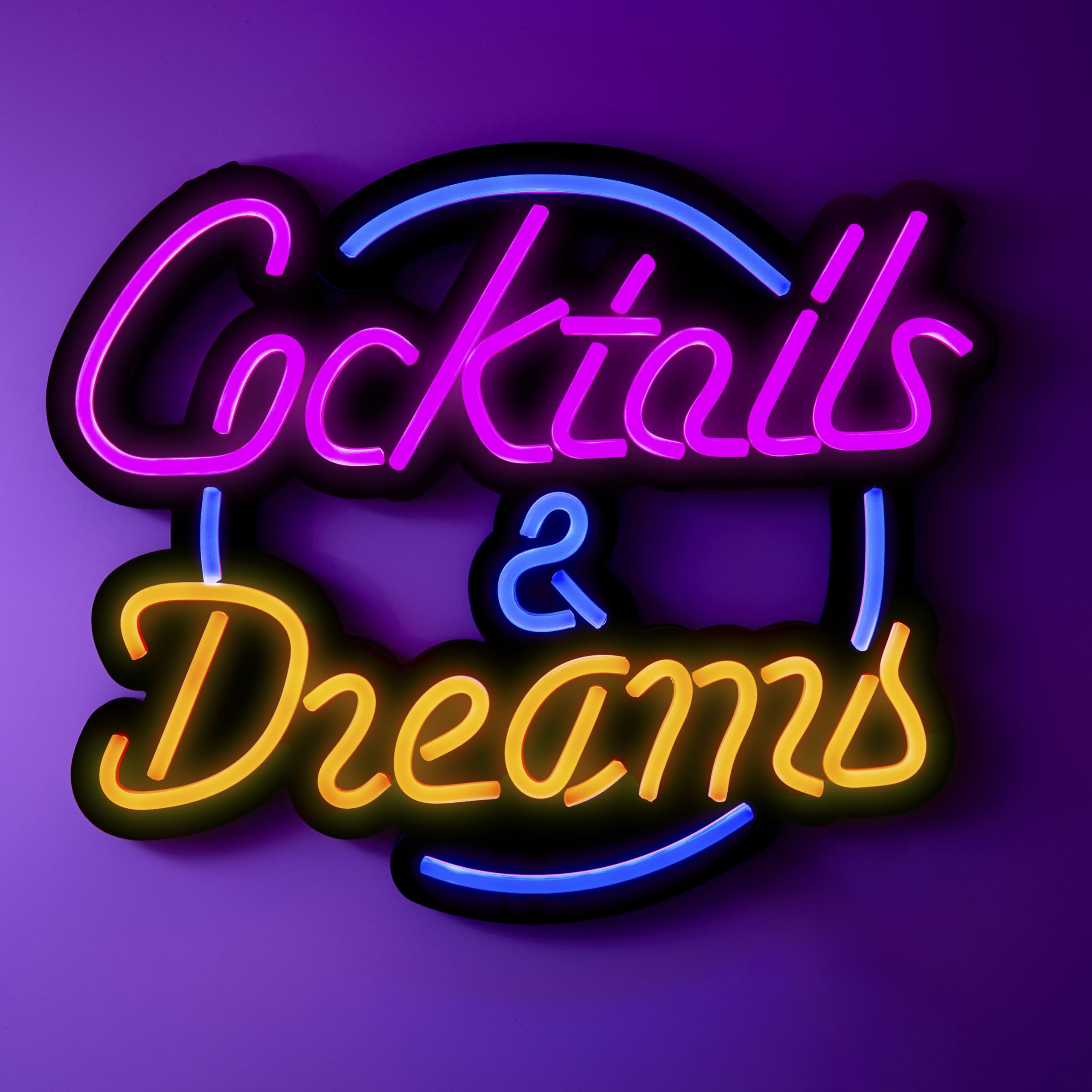 Cocktails and Dreams - Luces Neón LED Bar o Pub Decorar Pared y Barra, Letrero Luminoso LED Decoración Cervecería Mojito, Cartel Luz LED Bar Restaurante. Incluye mando a distancia y Adaptador