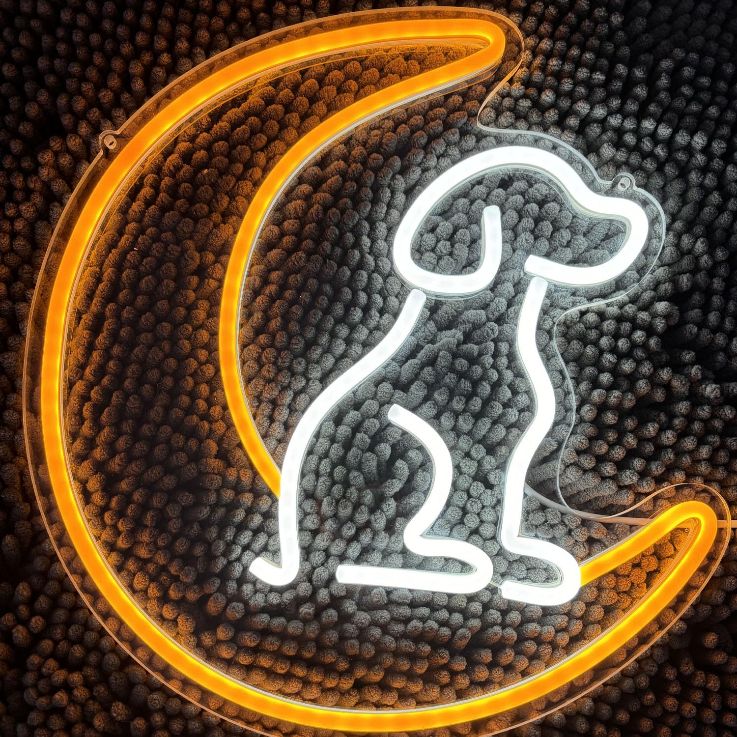 Insegne al neon a LED con cane, decorazione da parete, decorazione da parete 3D con animali, luce al neon, luna, cartello al neon con cuccioli, per camera da letto, soggiorno, perdita del cane, regali