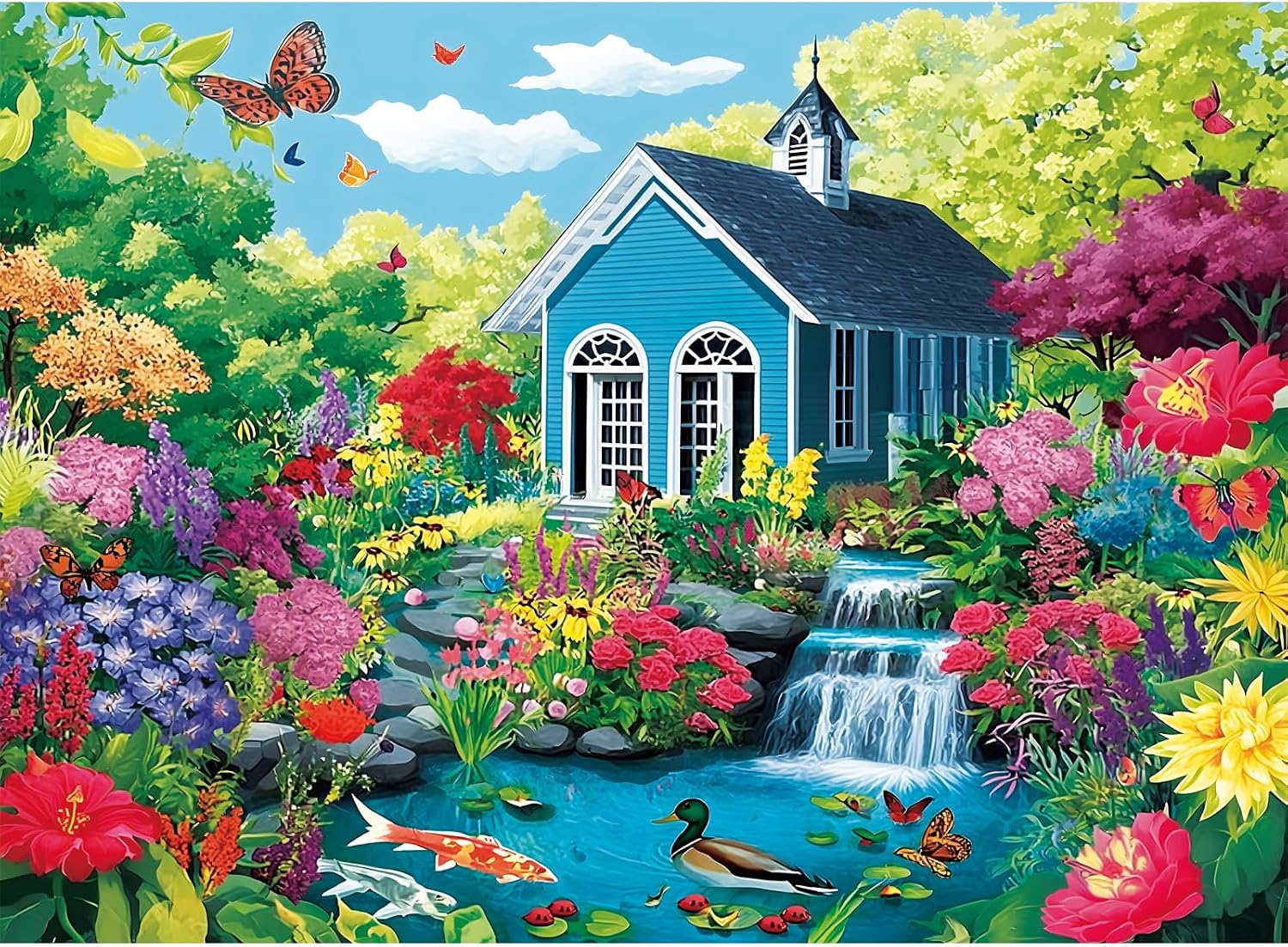 500 Piece Puzzle for Adults, Rustic Country Cottage Garden Jigsaw Puzzle