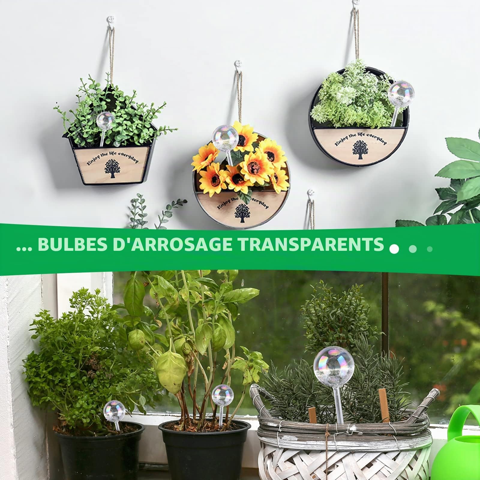 Lot de 6Pcs Bulbes d’Arrosage Automatique Dispositif D'irrigation, Boule Auto-arrosage en Verre Coloré pour Plante Fleur D'intérieur et D'extérieur (Forme de Goutte d'eau)