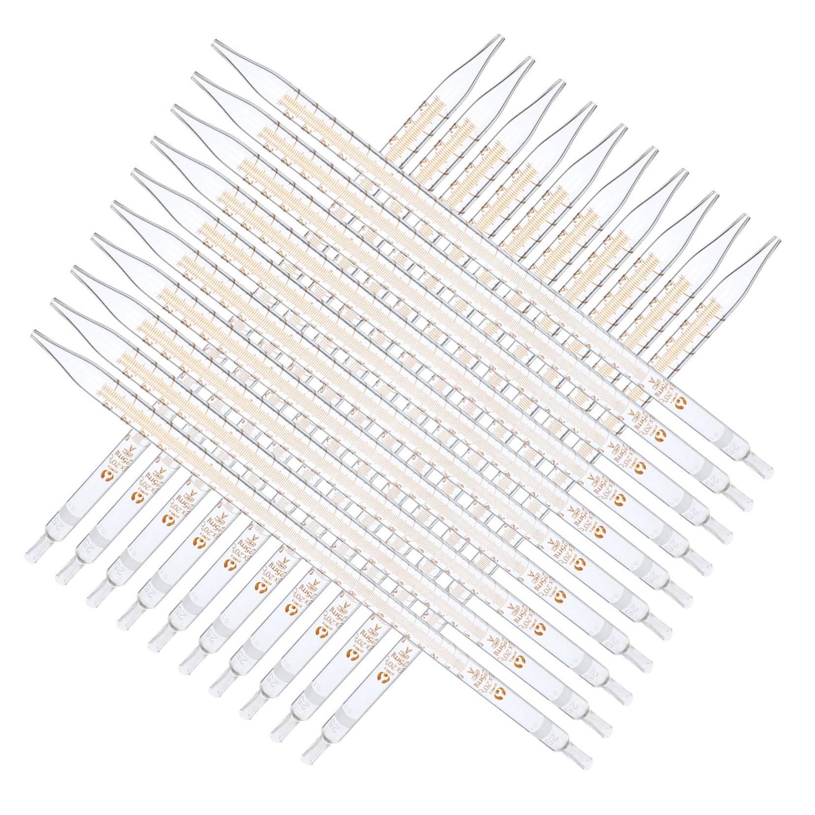 Pipetta Graduata in Vetro 25ml, 20 Pezzi, per Laboratorio | Scala, Facile da Pulire, Punta Dritta, Forniture di Laboratorio per Misurazione Precisa