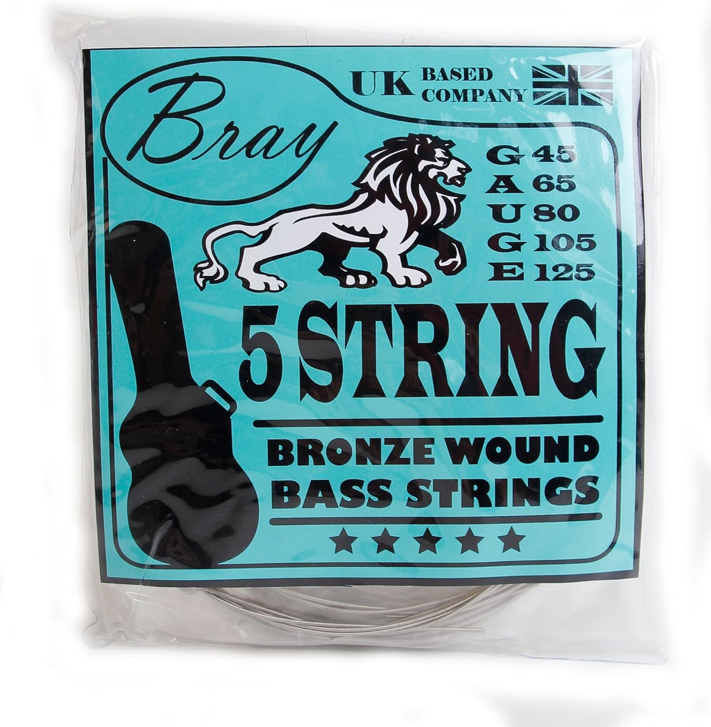 Bray 5 String Bass Guitar Strings (45125) Perfect For Fender, Gibson