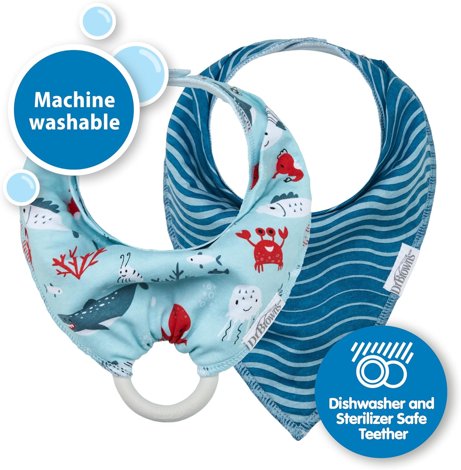 Dr. Brown's Bandana Bibs with Snap-On Removable Teether