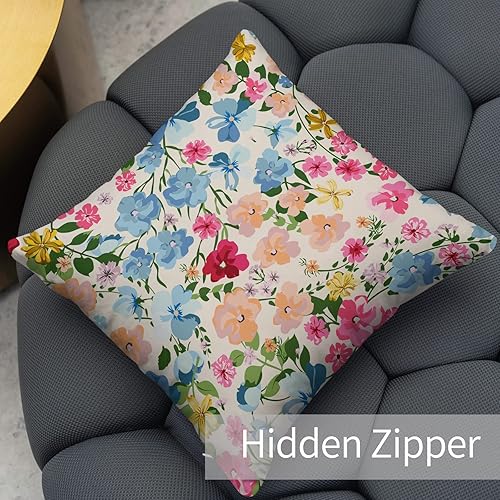 Miniatura 5 de Berkin Arts Fundas de almohada cuadradas decorativas para casa de campo, diseñadas con flores modernas, hechas de mezcla de poliéster, paquete de 2,