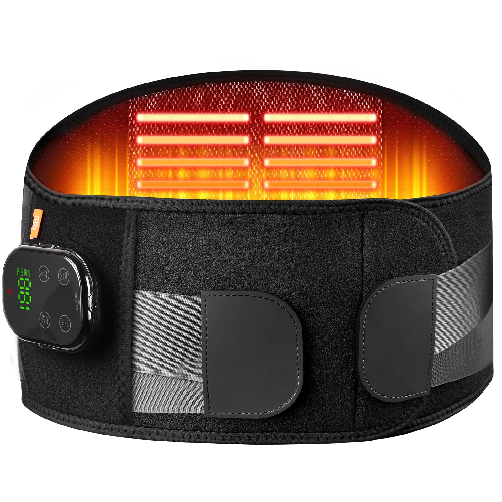 Ceinture chauffante dorsale avec application et bouton pression, batterie de 5000 mAh, ceinture chauffante sans fil, avec 7 niveaux de chaleur et 7 niveaux de vibration, bandage dorsal, coussin