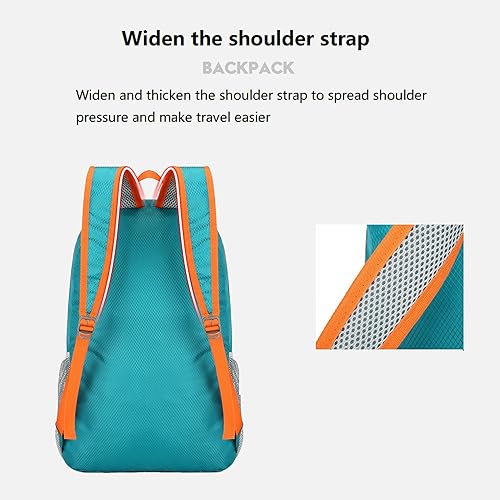Miniatura 4 de Mochila de senderismo plegable de 25L ligera, plegable, básica, bolsa plegable resistente al agua, para hombres y mujeres, Azul lago, Grande, A