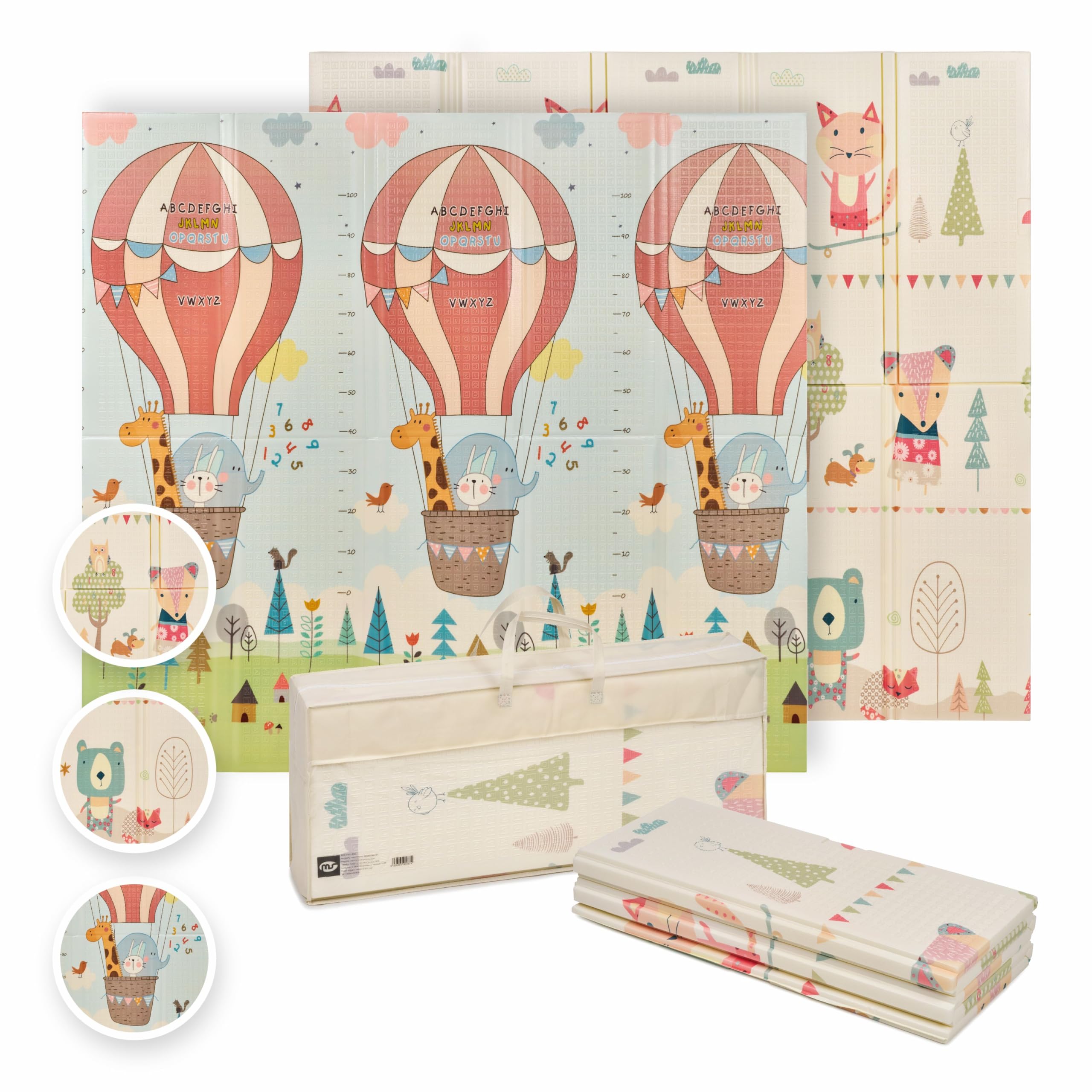 MS BabyWorld - Recinto per bambini XXL + Tappeto gioco per bambini 180 * 200 cm - Tappeto bifacciale, altamente imbottito (spessore 1,5 cm), Box molto grande e alto - pieghevole e con borsa trasporto