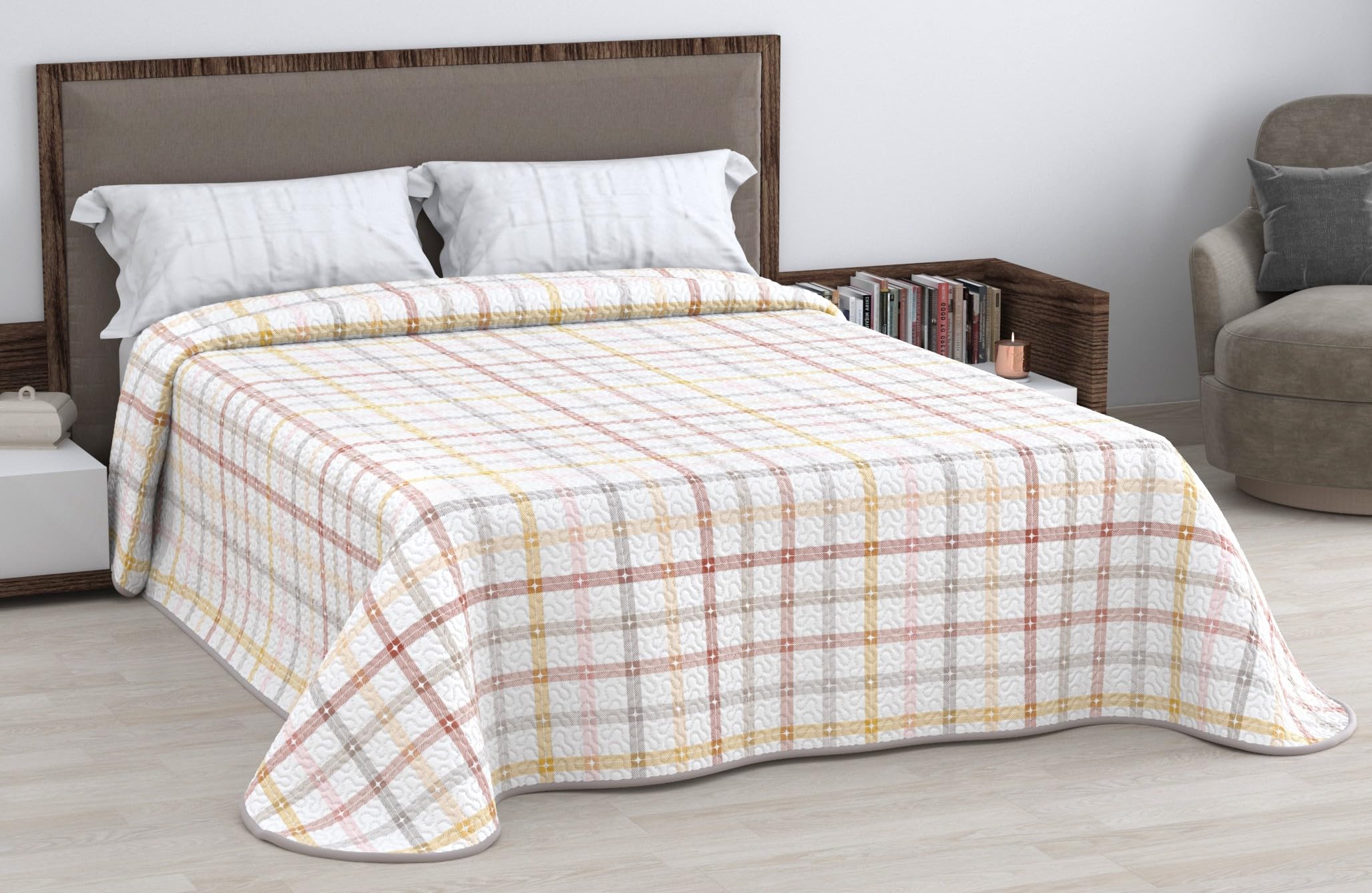 HM'S HOME'SECRET Colcha Bouti Estampada de 100% Microfibra Suave - Variedad de Diseños y Tamaños (Liso Gris, Cama 150cm) — view 24