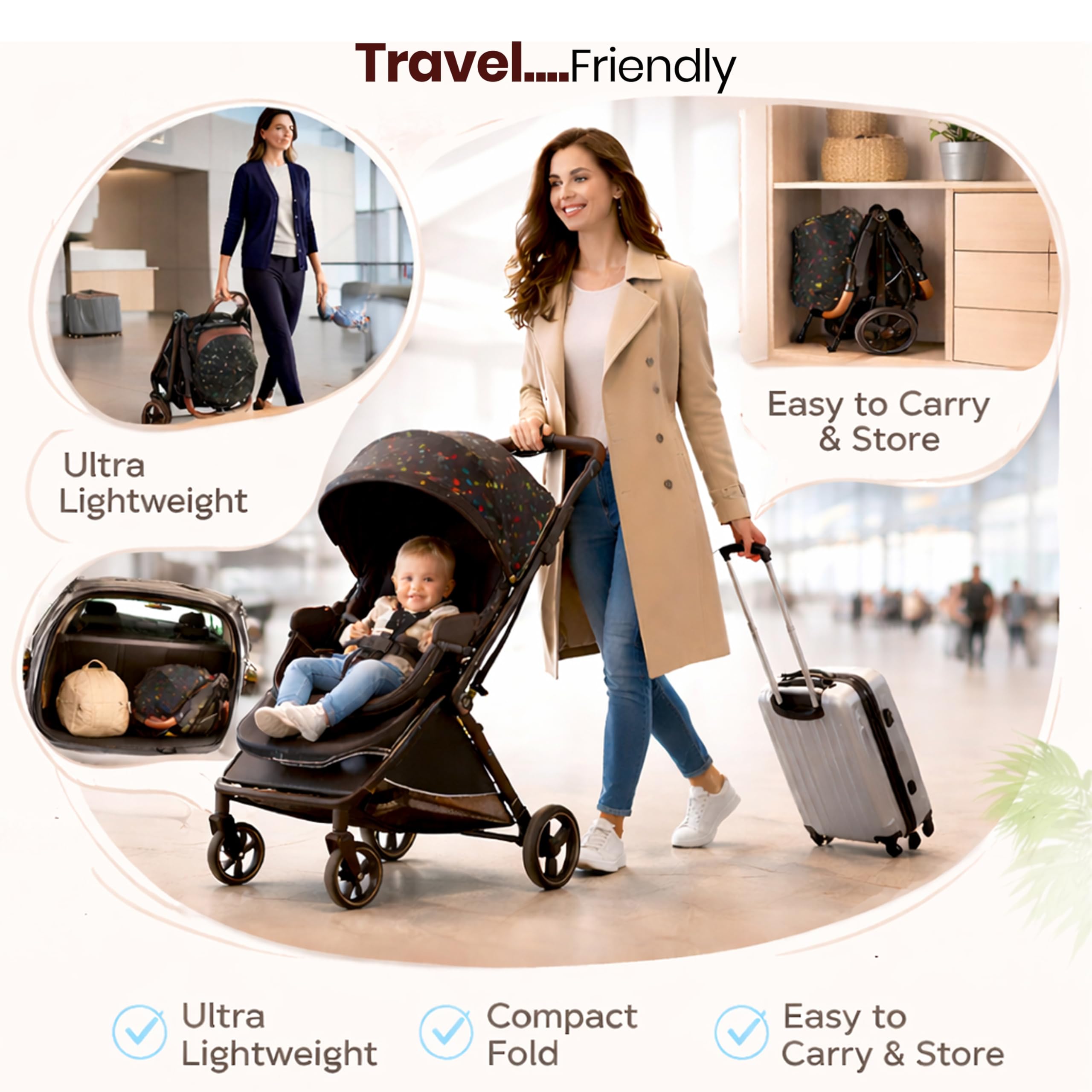StarAndDaisy Baby Stroller - Foldable & Travel Friendly -5 StarAndDaisy Baby Stroller - Foldable & Travel Friendly -5