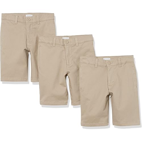 Amazon Essentials Boys and Toddlers' Uniform Woven Flat-Front Shorts, Multipacks