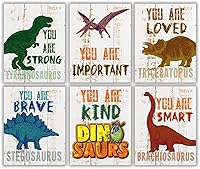 Vista 1 de MTL HOE Impresiones artísticas de pared de dinosaurios, decoración de habitación de dinosaurios para niños, decoración de pared con cita