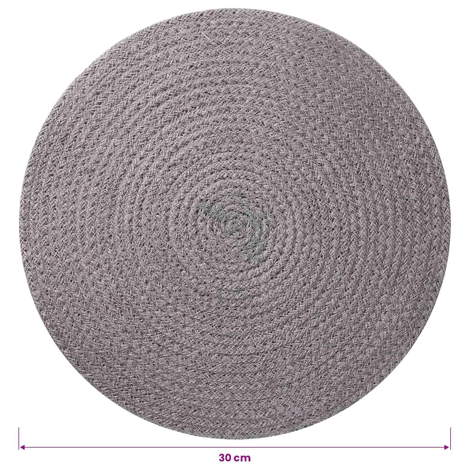 Jute-Untersetzer 12 STK. Grau, 100% Tosse-Jute Platzdeckchen für Tisch