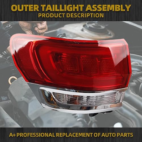 Miniatura 2 de Dasbecan Conjunto de luz trasera exterior izquierda del lado del conductor compatible con Jeep Grand Cherokee LaredoLimitedOverlandSummit 2014-2021