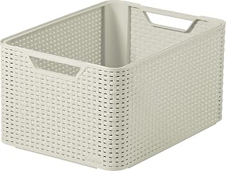 Curver Style Large Rectangular Storage Basket, Vintage White, 30 Litre
