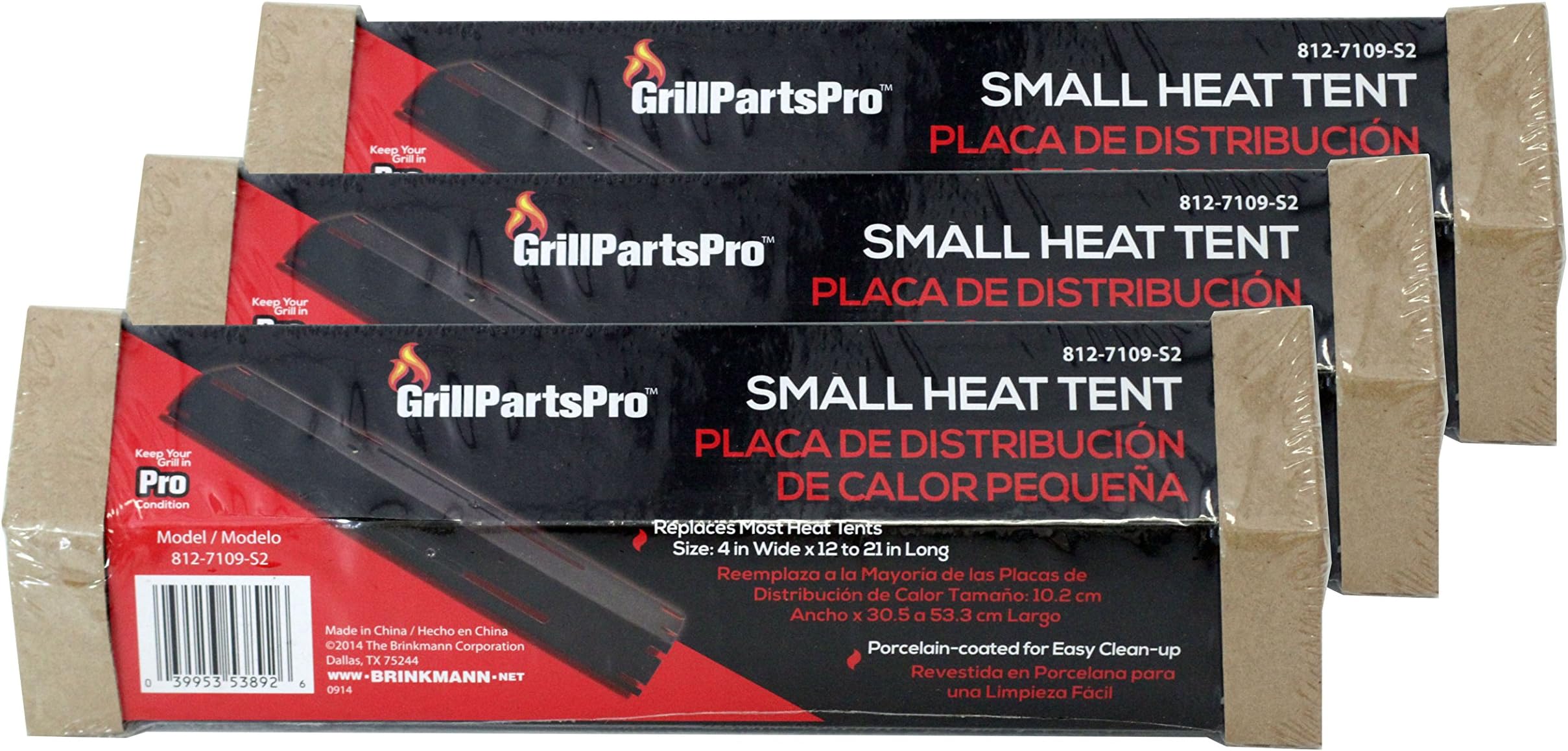 (Pack of 3) Brinkmann Universal BBQ 4" Heat Tent, Porcelain Coated Steel, Adjustable Length (15.25"-17.75")