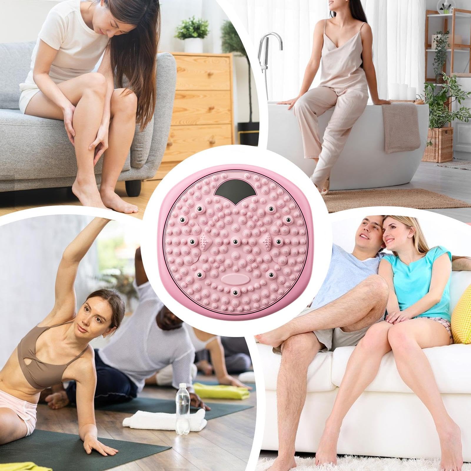 Fußreflexzonenmassagegerät, Fußdruckmassagegerät Druckpunktkissen 2 in 1 Rundes Kissen zur Entlastung des Fußes, Yogamatte für Felsenfuß mit Mag