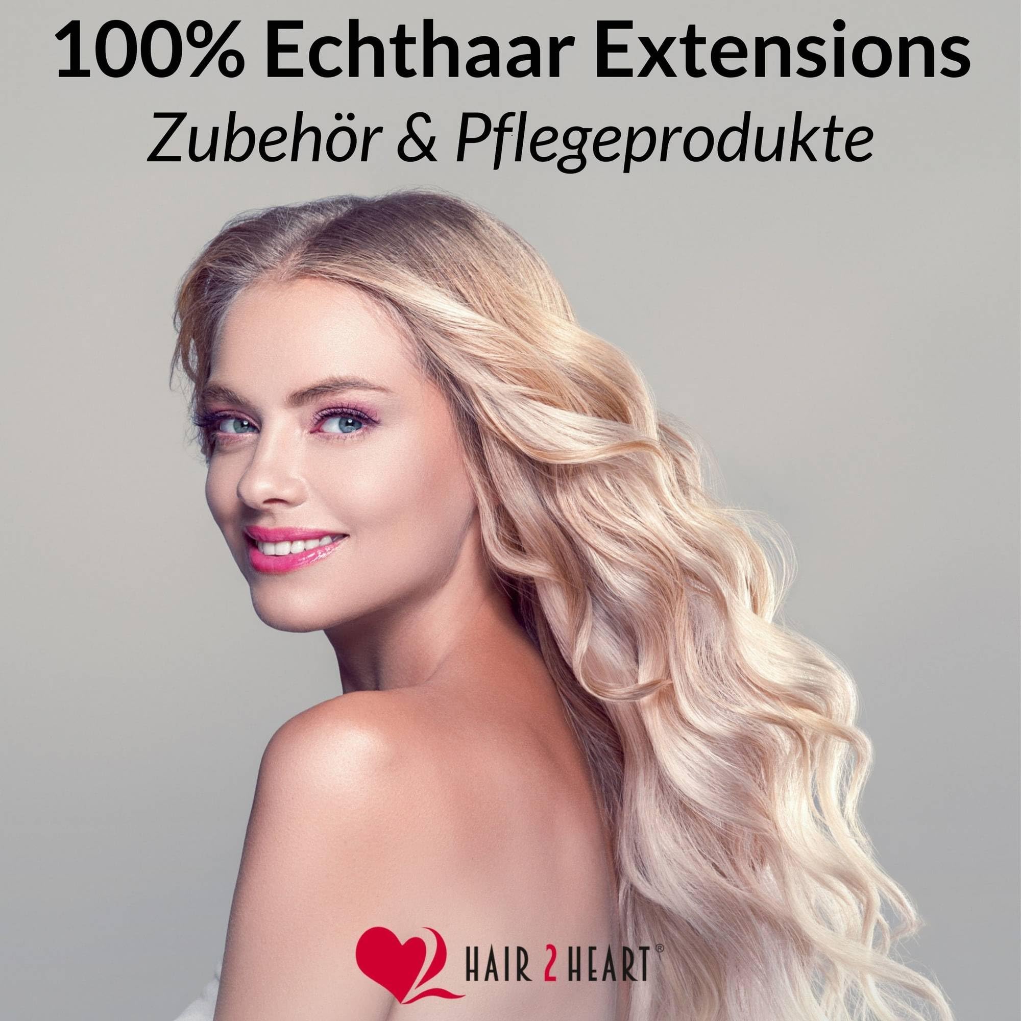 hair2heart Echthaar Tressen zum Einnähen Extensions Gewellt - 70cm 100g 9/0 lichtblond