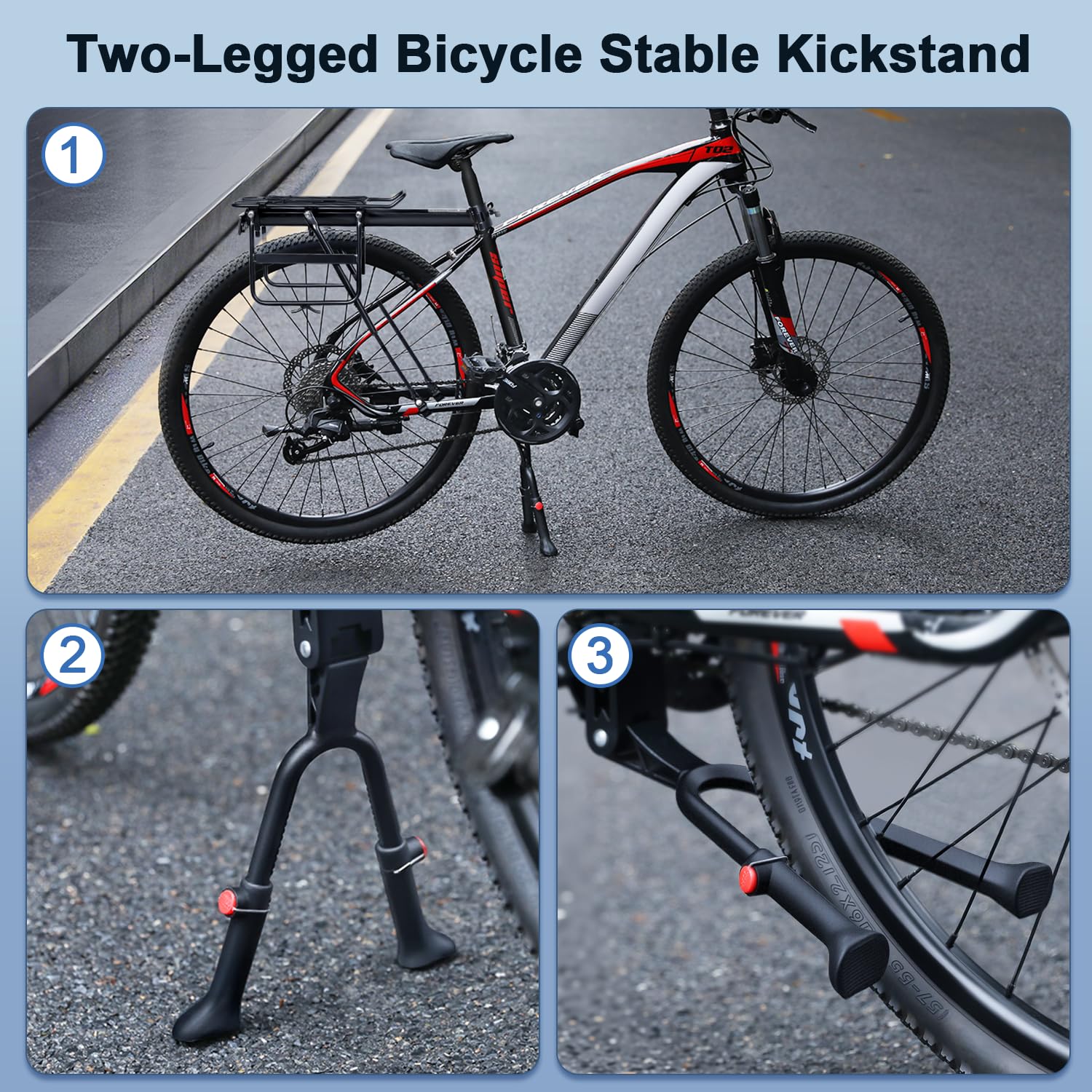 Béquille de vélo réglable en hauteur pour vélos adultes de 61 cm, 66 cm, 73 cm, support central pour VTT, route et cargo