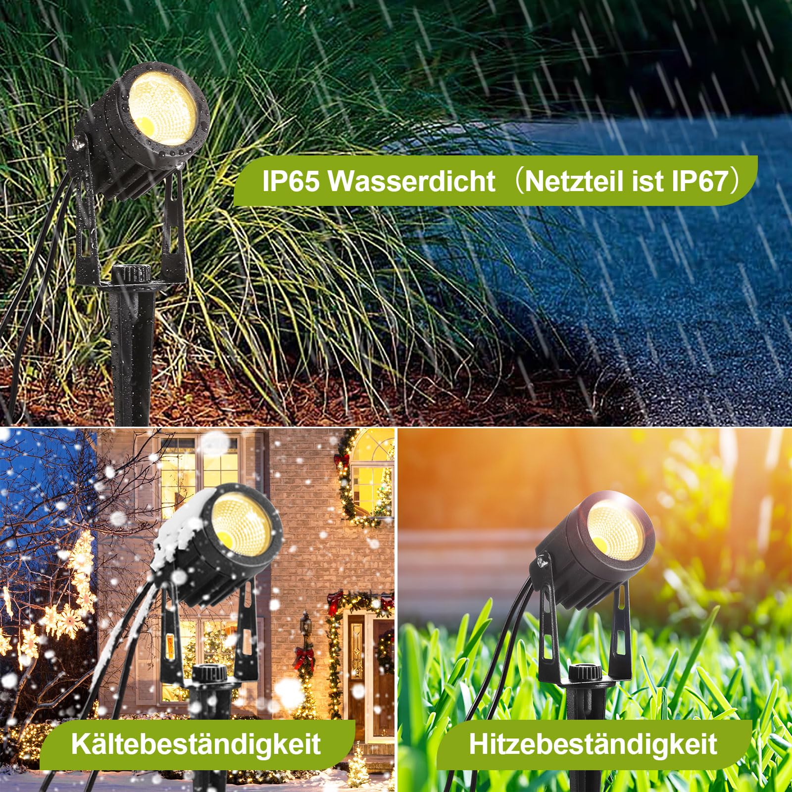 B-right Focos Led Exterior, 21m LED Focos jardín con Estaca, Luz de Jardín Exterior Blanco Cálido, Luces Exterior Jardin IP65 Impermeable, Focos de Jardín al Iluminación de Caminos para Césped, Patios