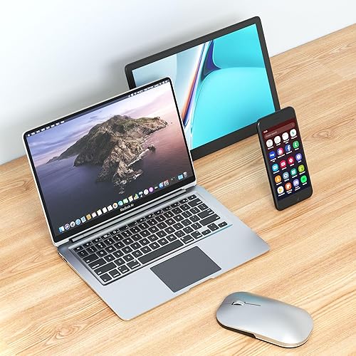 Miniatura 4 de Ratón inalámbrico Bluetooth para MacBookWindowsAndroid TabletiPadMacLaptopPCComputadora, modo dual recargable (BT5.2 y 3.0 y 2.4G USB) Ratón