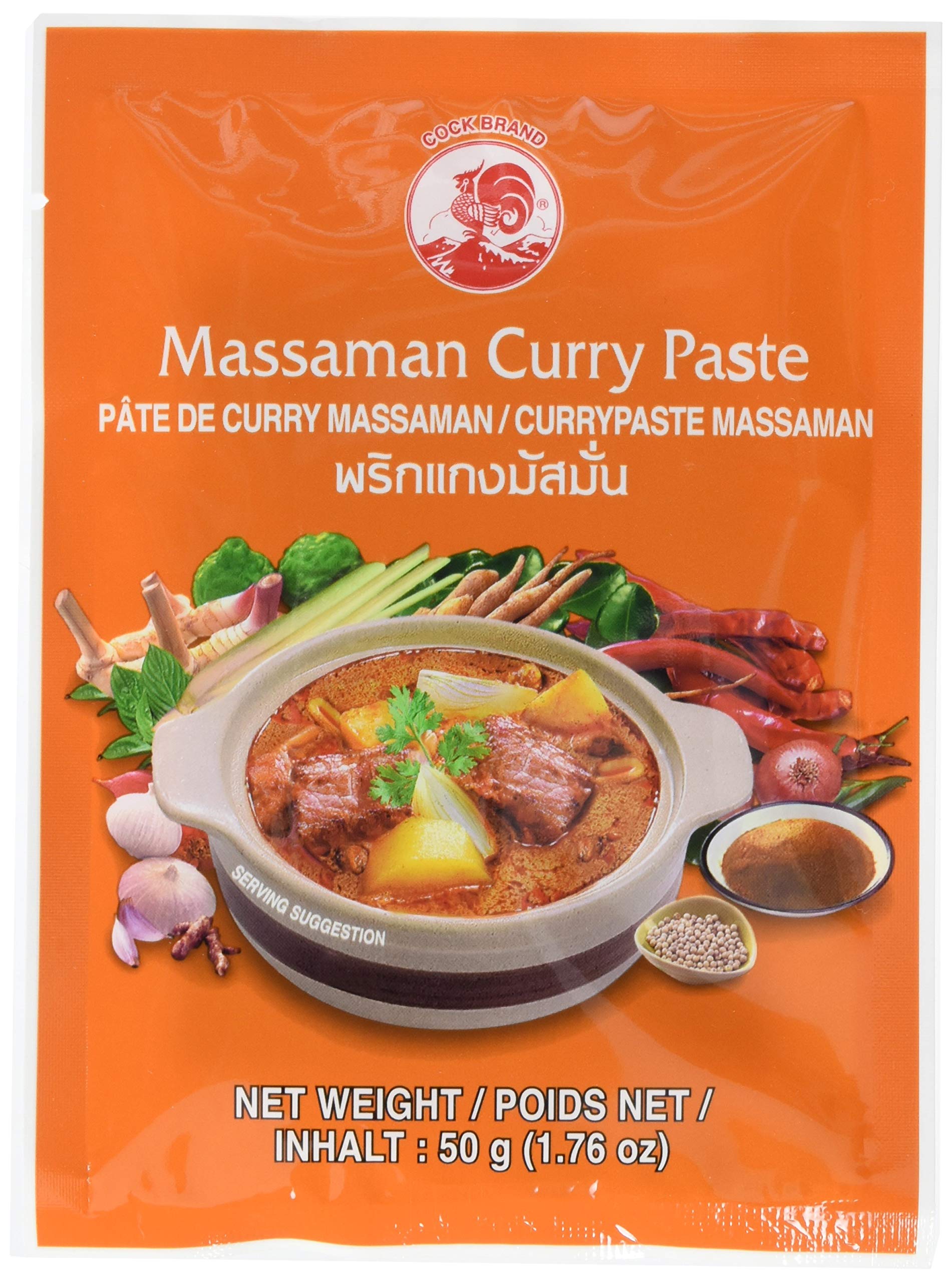 Cock Currypaste Matsaman, milde Schärfe, authentisch thailändisch Kochen, natürliche Zutaten, vegan, halal und glutenfrei (6 x 50 g Packung)