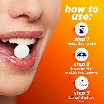 Alka-Seltzer Cold, Cold & Flu Severe Fast Chewable Tablets, Flu Medicine, Multi-Symptom Relief, Body Aches and Pains, Fever Reducer, No Water Needed, Orange Flavor, 24 Count