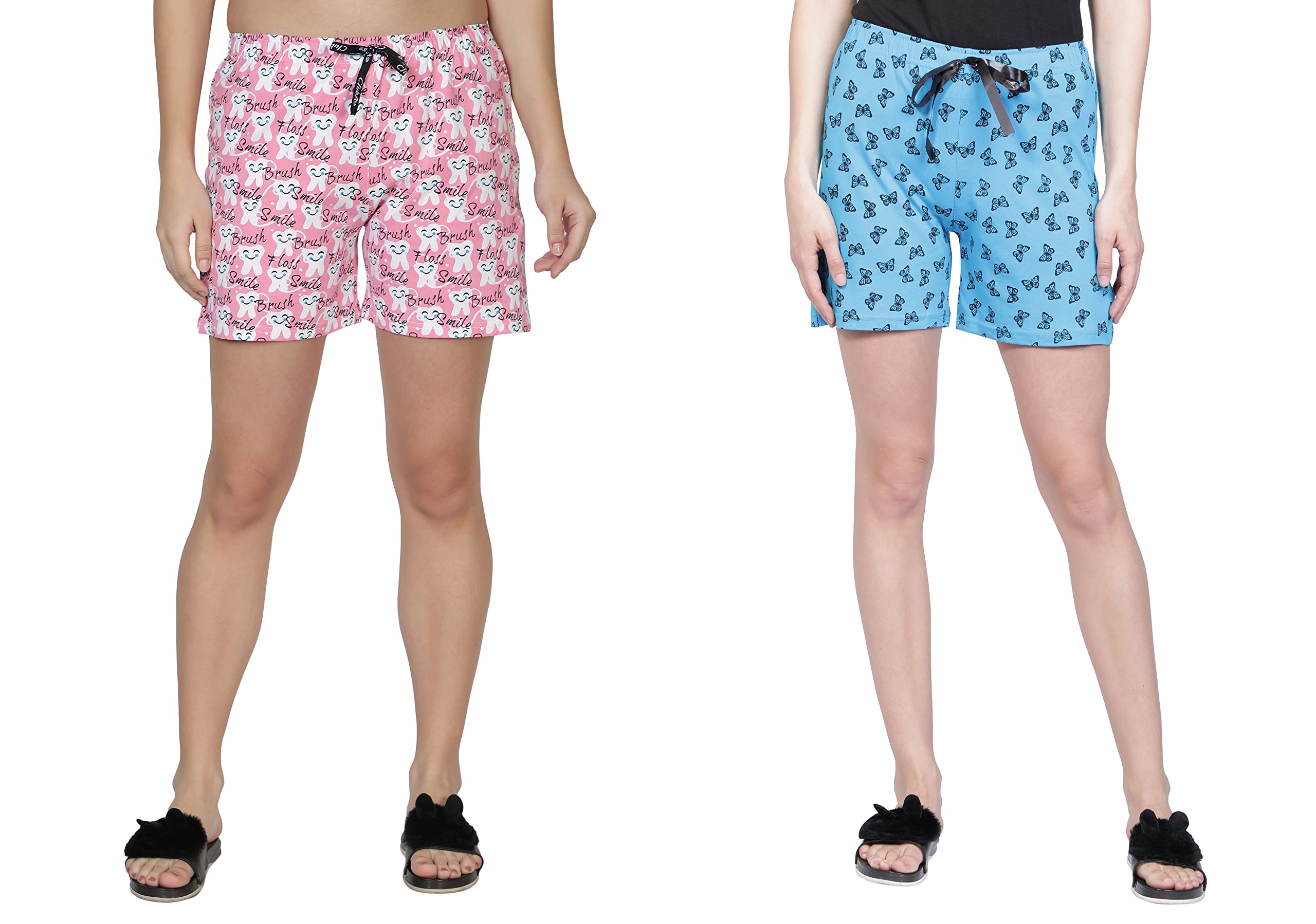 club a9 Women's Regular Fit Cotton Printed Shorts (Multicolor,L) (Pack of 2) (WSCOM2_232_L)-picture-14