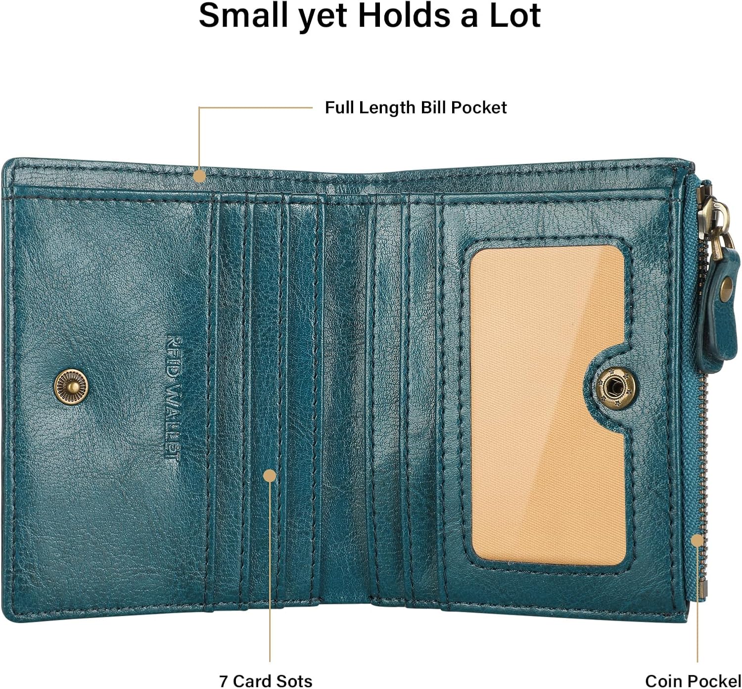 Lavemi Ultra Thin Small Compact Leather Womens Girls Wallets RFID Blocking Credit Card Holder for Women - Image 4