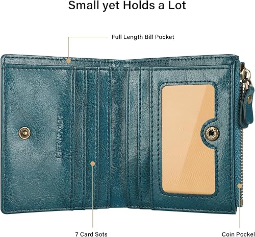 Miniatura 4 de Lavemi Carteras ultrafinas de cuero compacto para mujeres y niñas, con bloqueo RFID, tarjetero para tarjetas de crédito para mujeres