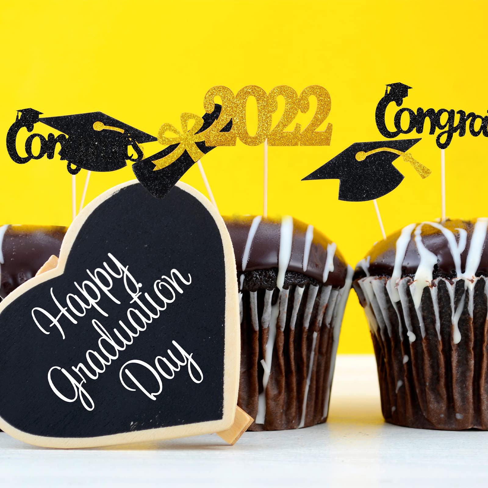 100 Pack 2022 Graduation Cupcake Toppers Grad Cap Food Appetizer Picks