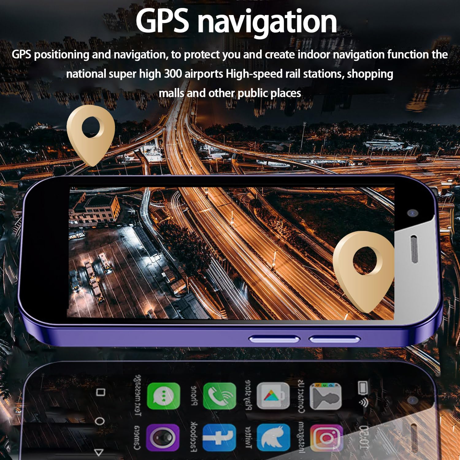 Mini Phone 4G Unlocked Smartphone 3.0" HD Android Face ID Dual Sim Quad Core 2600mAh Mini Premium Small Compact Mobile Student Pocket Cellphone, 3+32GB (Youth Purple)