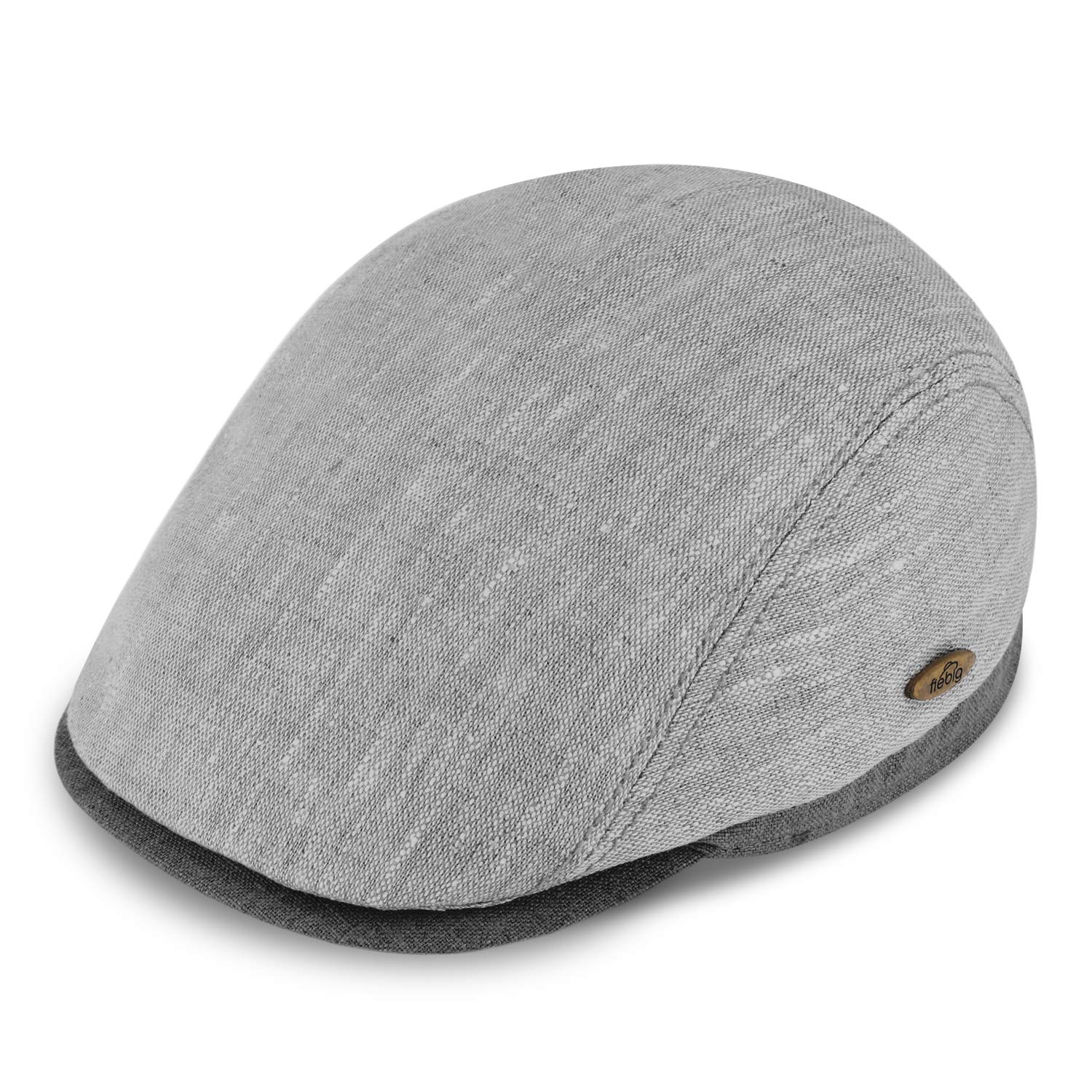 fiebig Woolton Flatcap | Schiebermütze aus Leinen mit Baumwollfutter | Zweifarbige Schirmmütze mit Kontrastnähten | Made in Italy
