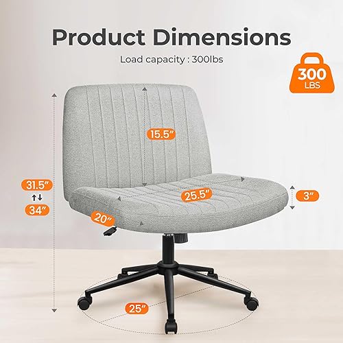 Miniatura 8 de NEO CHAIR Silla cruzada con ruedas y almohadillas, sillas de patas cruzadas para oficina en casa, escritorio ergonómico para computadora, asiento