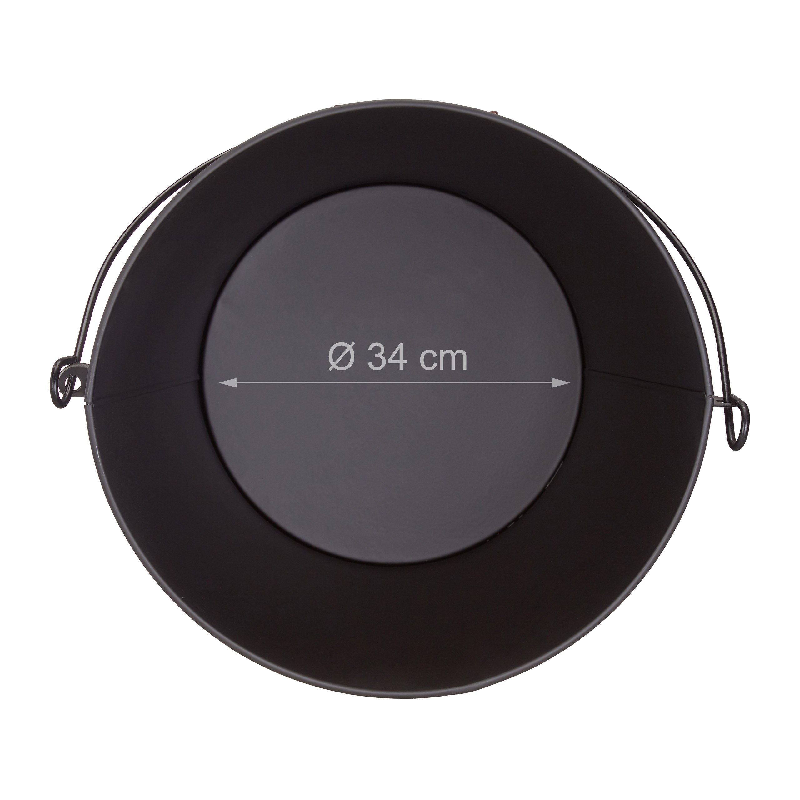 Relaxdays Secchio Raccogli Cenere con Coperchio, da 24 L, Coperchio con Manico & Impugnatura in Legno, Nero