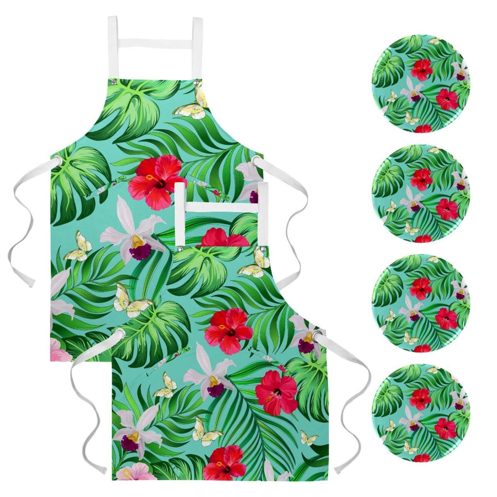 Tablier de serveuse tropical pour le service en bistrot et bar