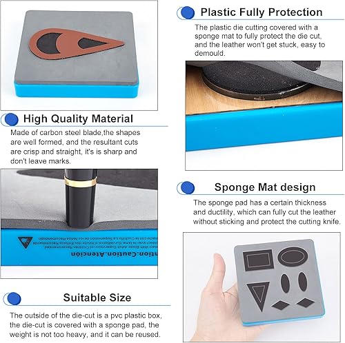 Miniatura 8 de SUPERDANT Die de corte de cuero, geometría pendiente, corte de madera, troquelado, plantilla de corte de cuero, troquelados para manualidades,