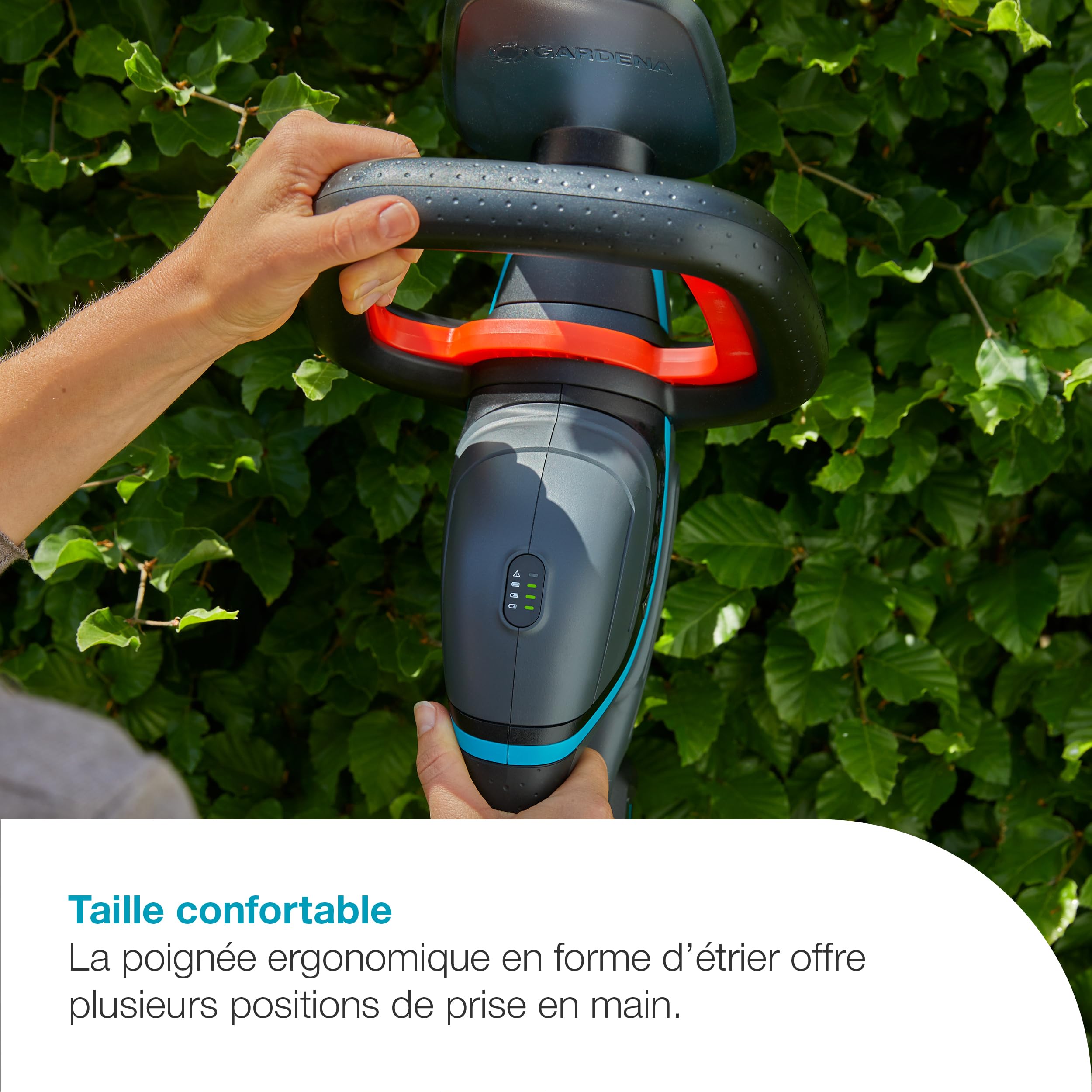 Gardena Taille-Haies sur Batterie ComfortCut 50/18V P4A - Kit prêt à l'emploi: Ergonomique, Géométrie de Lame optimisée, Léger, Affichage du Niveau de Charge, sans Fil (14730-20)