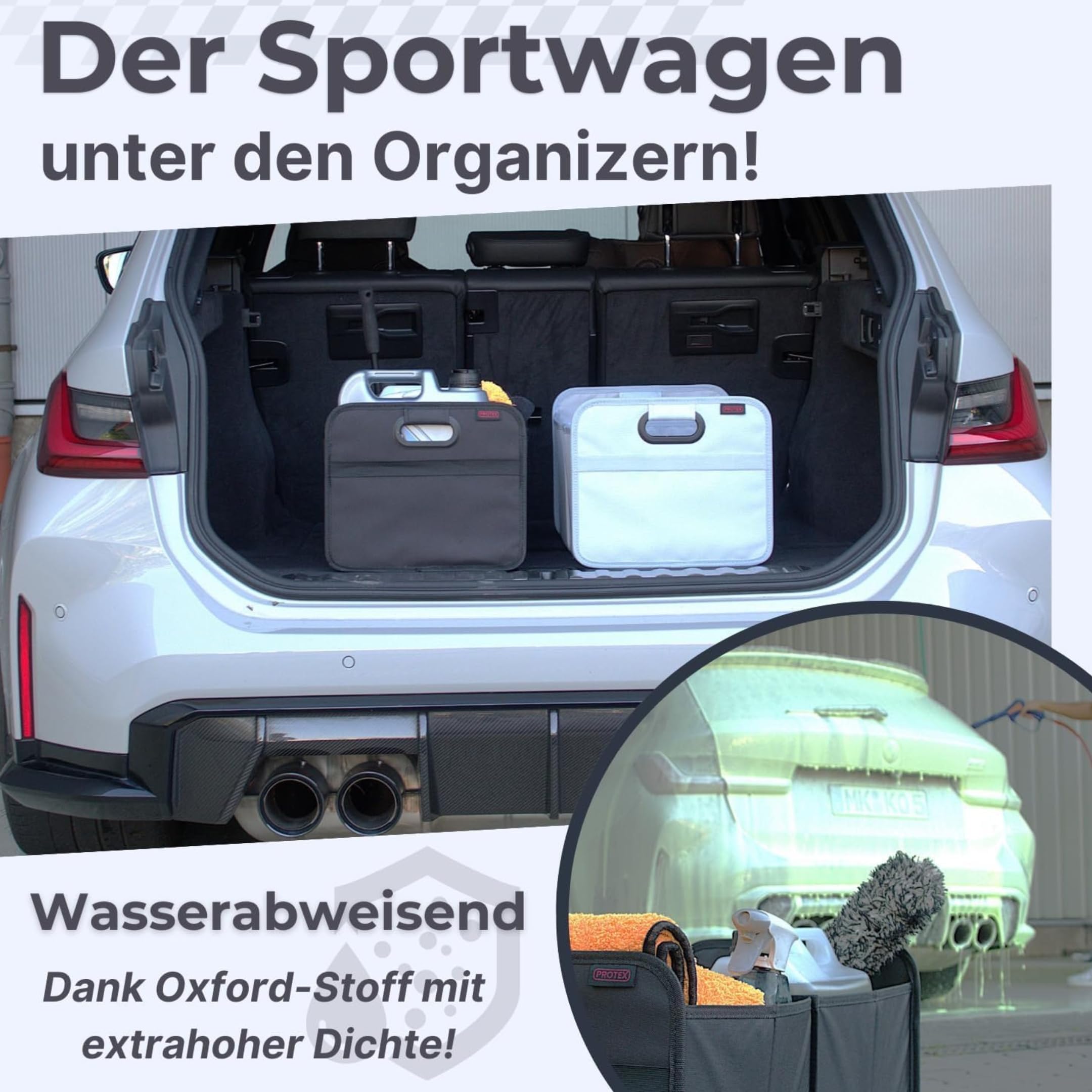 PROTEX Kofferraum Organizer [Testsieger 2025] 44L Auto Kofferraumtasche | Organizer Auto | Faltbare, stabile und wasserdichte Kofferraumtasche (schwarz)